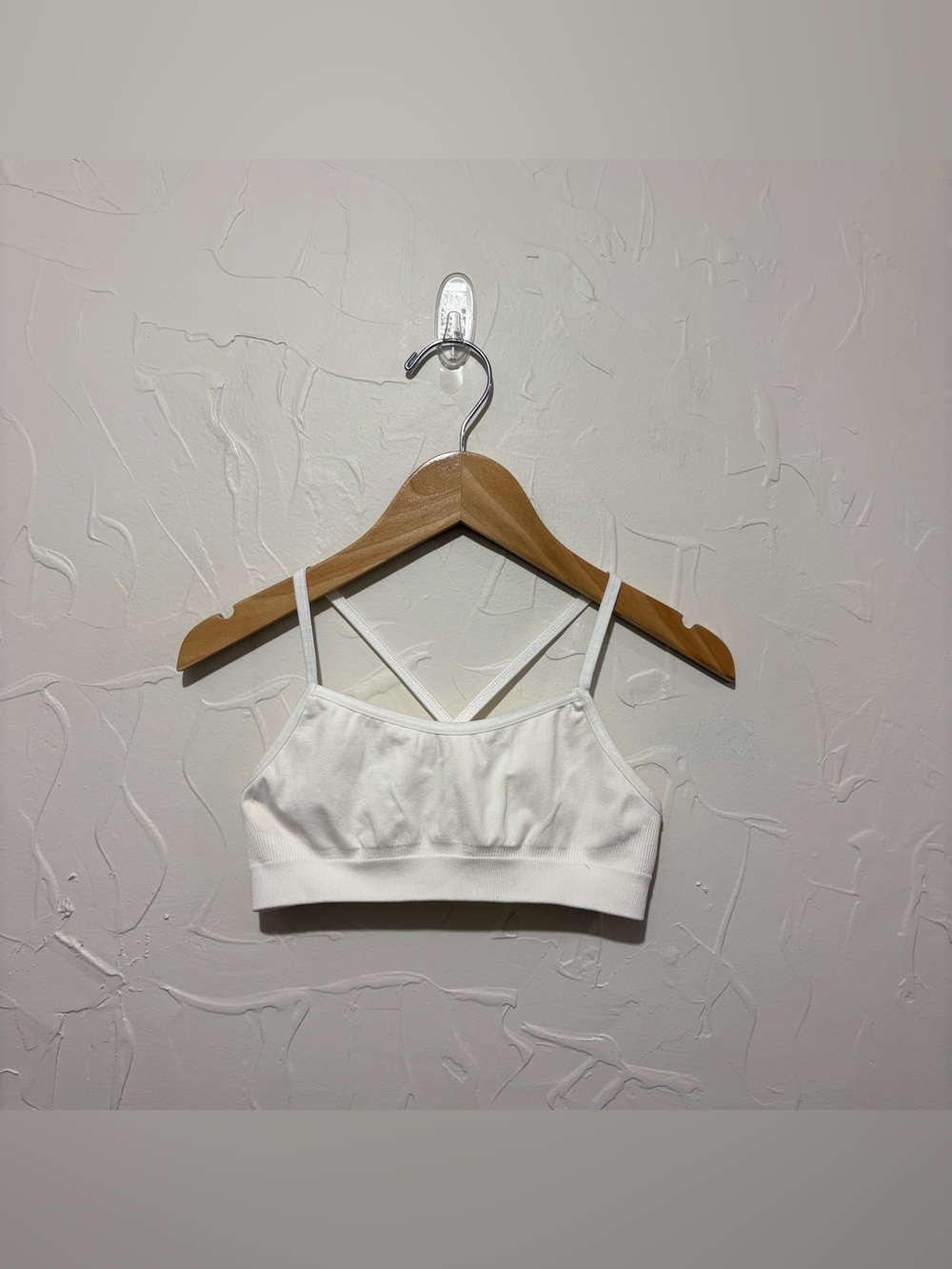 Athleta Girl white medium-support sports bra (medium youth)